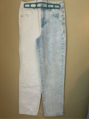 Two-Tone White and Light Blue Jeans